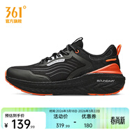 361°361度|爆沫雨屏科技男鞋運動(dòng)鞋2023年秋冬季防水保暖跑步休閑鞋 曜石黑/朱紅橙（防水）） 40