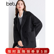 百圖betu女裝秋季新款毛呢外套時(shí)尚百搭羊毛大衣外套女2409T13 炭灰 L