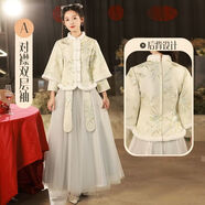 中式伴娘服冬季加絨加厚2026新款長(cháng)袖冬天姐妹團伴娘裙保暖高級感 BYF3018A XS  建議80-88斤