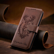 阿法普（AFAPU）適用于三星手機殼幸運糜鹿翻蓋皮套零錢(qián)卡包插卡包商務(wù)簡(jiǎn)約防摔全包軟殼皮套帶掛繩男女款 帶扣幸運糜鹿翻蓋皮套-棕色+掛繩 三星J2prime/G5308/G5309