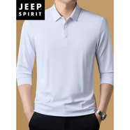 JEEP SPIRIT冰絲長袖t恤男薄款純色商務(wù)休閑百搭翻領(lǐng)polo衫寬松打底帶領(lǐng)上衣 白色 M (165) 推薦 【95-115斤】