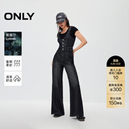 ONLY秋季休閑百搭顯瘦高腰背帶褲牛仔褲女|12437M004 J09 深牛仔灰色 L L標準褲長(cháng)