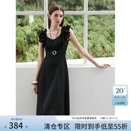 范思藍恩ECHO輕奢系列設計感優(yōu)雅氣質(zhì)無(wú)袖連衣裙女夏2025新款2019 黑色 S