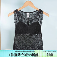 夏娃之秀背心女性感蕾絲打底內搭V領(lǐng)舒適外穿學(xué)生無(wú)袖吊帶美背裹胸法式 黑色(J4015) M