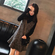 VJZE小個(gè)子連衣裙2024冬天新款女裝氣質(zhì)女神范2024秋冬小香風(fēng)背心裙洋 單背心裙（V領(lǐng)） 2XL