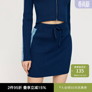 moussy&sly春季新品歐美風(fēng)側邊拼色針織包臀裙半身裙030GAZ71-3930 藏青色140 均碼