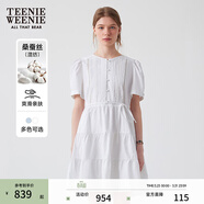 Teenie Weenie小熊女裝白色連衣裙夏季少女感蕾絲短裙子 白色 L
