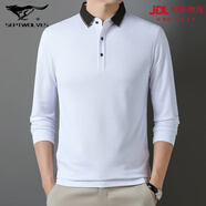 七匹狼夾克專(zhuān)家長(cháng)袖t恤男春秋新款翻領(lǐng)公版休閑純色體恤衫時(shí)尚保暖打底衫潮 白色 M 48