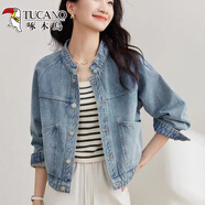 啄木鳥(niǎo)（TUCANO）復古水洗牛仔短外套女2026春季時(shí)尚修身立領(lǐng)短款小個(gè)子長(cháng)袖上衣潮 藍色 S 95斤以?xún)?
                                         title=
