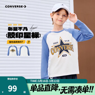 Converse匡威童裝男童長(cháng)袖T恤秋季新款插肩袖印花百搭中大童打底衫潮 天空藍 110 /52 【建議身高98-104cm】