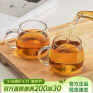 憶壺茶（YIHUTEA）小茶杯玻璃喝水杯功夫茶具泡茶杯子玻璃杯男女辦公室水杯主人茶碗 cp-08 2只裝120ml