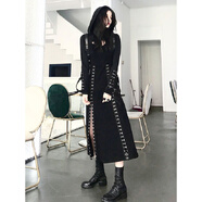 歌弗婭（GEFUYA）2025春歐美風(fēng)連帽衛衣開(kāi)叉長(cháng)裙兩件套 裙子 L