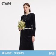 歌莉婭（GOELIA）絲絨連衣裙2025春裝新款洋氣歐若風(fēng)氣質(zhì)裙子小黑裙1BNR4K360 00B黑色 M