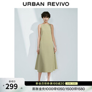 UR春季新款女裝法式氣質(zhì)后拉鏈收腰無(wú)袖連衣裙UWM750031 卡其綠 XL