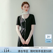 范思藍恩巴黎假日 法式氣質(zhì)連衣裙女夏季赫本風(fēng)顯瘦裙子24FS12059 黑色 L