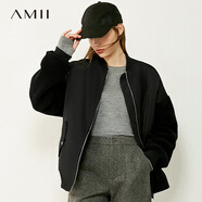 AMII女裝2025少女風(fēng)oversize棉衣棉服女新款寬松棒球服加厚外 黑色 XL 170/92A