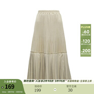 兩三事絲絨半身裙春季女黑色百褶裙裙子復古半裙長(cháng)裙 開(kāi)心自轉體 奶杏色 厚款 M