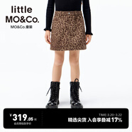 little MO&Co.純棉 little moco童裝25秋裝新款女童豹紋牛仔裙短裙裙子 駝棕豹紋色 150 150/61