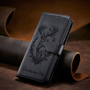 阿法普（AFAPU）適用于三星手機殼幸運糜鹿翻蓋皮套零錢(qián)卡包插卡包商務(wù)簡(jiǎn)約防摔全包軟殼皮套帶掛繩男女款 帶扣幸運糜鹿翻蓋皮套-黑色+掛繩 三星J2prime/G5308/G5309