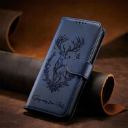 阿法普（AFAPU）適用于三星手機殼幸運糜鹿翻蓋皮套零錢(qián)卡包插卡包商務(wù)簡(jiǎn)約防摔全包軟殼皮套帶掛繩男女款 帶扣幸運糜鹿翻蓋皮套-藍色+掛繩 三星J2prime/G5308/G5309