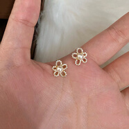 恒久葉施家水晶珍珠耳釘輕奢小眾設計滿(mǎn)鉆花朵耳飾 自由花-滿(mǎn)鉆花朵珍珠耳釘