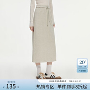 范思藍恩半拉領(lǐng)廓形落肩加絨加厚重磅衛衣女冬季2024新款14491 燕麥灰半身裙 M