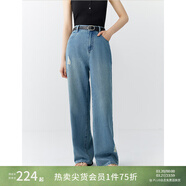 自巧小個(gè)子直筒破洞牛仔褲女2024夏季新款長(cháng)褲高腰顯瘦闊腿褲子 牛仔藍 L (5碼)