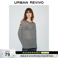 UR春季新款女裝休閑撞色條紋超寬松長(cháng)袖針織衫UWM950021 黑色條紋 (偏寬松) M (M-L)