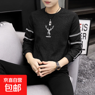 春季男士薄針織衫圓領(lǐng)學(xué)生套頭衫針織衫青年底褲襯衫韓國風(fēng)格纖細 M20黑灰 3XL 【170-185斤】
