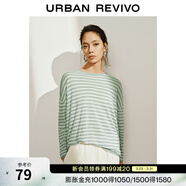 UR春季新款女裝休閑撞色條紋超寬松長(cháng)袖針織衫UWM950021 白綠條紋 (偏寬松) S (XS-S)