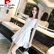 皮爾卡丹（pierre cardin）感連衣裙女夏小個(gè)子2025年新款小清新白色裙子甜美雪紡背心裙 白色 S