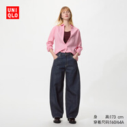 優(yōu)衣庫常規款女裝男裝寬松廓形牛仔褲/彎刀鐮刀褲子479000 482280 482280/69藏青色 27 /160/68A