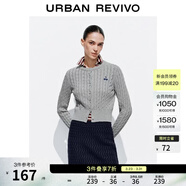 UR秋季新款女裝休閑絞花肌理櫻桃刺繡針織開(kāi)衫UYY950116 冷灰 M