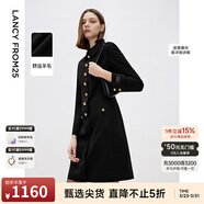 朗姿法式赫本風(fēng)高級感收腰顯瘦黑色氣質(zhì)a型連衣裙秋季新款 黑色 L