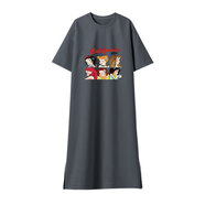 琮亭孕婦洋裝夏裝時(shí)尚2025新款寬松大尺碼夏天長(cháng)裙短袖女t恤裙子夏季 深灰色長(cháng)裙【公主印花】   M