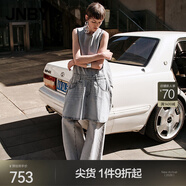 JNBY/江南布衣25夏連衣裙無(wú)袖牛仔異型圓領(lǐng)自然簡(jiǎn)約寬松5P5G10650 996/牛仔洗白 XL