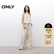 ONLY2025夏季新款時(shí)尚氣質(zhì)輕薄寬松亞麻套裝休閑褲女|125244004 H3K樂(lè )樂(lè )印花藍 XS