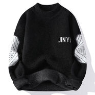 仿貂絨毛衣男冬季加厚圓領(lǐng)修身保暖織衫毛衣底衫學(xué)生 黑色JN雙面絨 XL XL