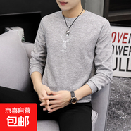 春季男士薄針織衫圓領(lǐng)學(xué)生套頭衫針織衫青年底褲襯衫韓國風(fēng)格纖細 M20淺灰 2XL 【155-170斤】