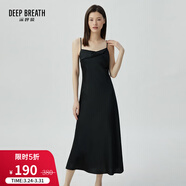深呼吸DEEP BREATH女裝無(wú)袖花色高腰吊帶連衣裙A500241 黑 S (2)