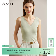 AMII女裝2026春季新款百搭基礎款V領(lǐng)坑條針織吊帶背心修身女上衣 薄荷綠 XL 170/92A