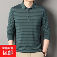 2024新款中年條紋寬松大碼翻領(lǐng)爸爸裝    含手指圖 衣架  多種風(fēng) 軍綠色 2XL 185