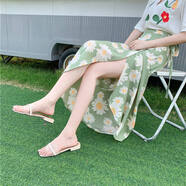 花花公子（PLAYBOY）碎花長(cháng)裙女夏2026新款波西米亞包臀裙子系帶防曬一片式半身裙裹裙 綠色向日葵 均碼 優(yōu)質(zhì)版加里布帶內襯