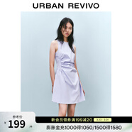 UR春季新款女摩登氣質(zhì)褶皺收腰顯瘦無(wú)袖連衣裙UYY750030 淡紫 XL
