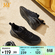 361°運動(dòng)鞋男春夏季戶(hù)外輕便厚底休閑跑步黑色通勤鞋子男672116701F-7
