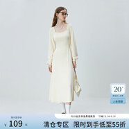 范思藍恩23FS14060法式針織連衣裙女秋冬新款方領(lǐng)背心裙 米杏色（長(cháng)袖） S