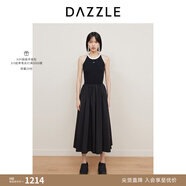 DAZZLE地素連衣裙夏季女裝黑白撞色A字版無(wú)袖長(cháng)裙 黑色 XS