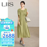 LIIS2026新款高端大牌素木時(shí)尚百褶女氣質(zhì)長(cháng)裙歐洲站裙子大碼女裝 草綠色 2XL 【150-165斤】