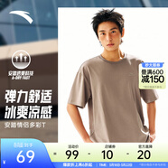 安踏（ANTA）多彩T | 短袖T恤男女夏季圓領(lǐng)上衣情侶同款吸濕排汗寬松休閑短T 【經(jīng)典logo】亞麻灰8103-12 2XL 男185/女180