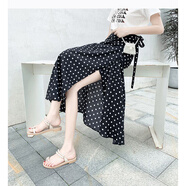 花花公子（PLAYBOY）碎花長(cháng)裙女夏2026新款波西米亞包臀裙子系帶防曬一片式半身裙裹裙 黑色小波點(diǎn) 均碼